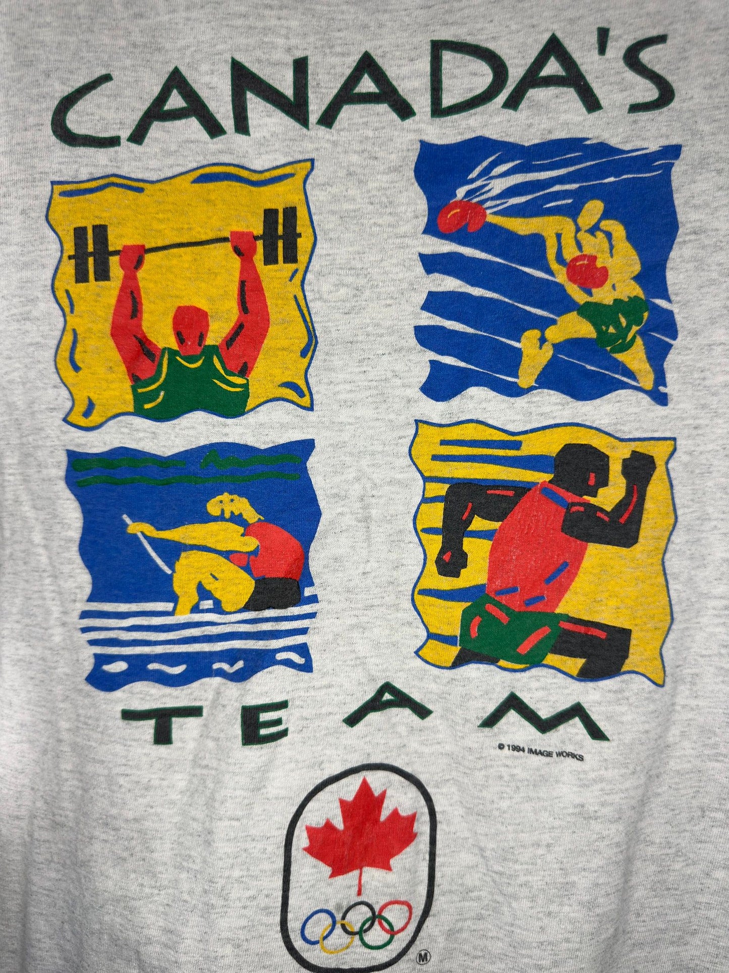 VTG x Hanes x Olympics x Canada Team x Grey Single Stitched Graphic Tee - M