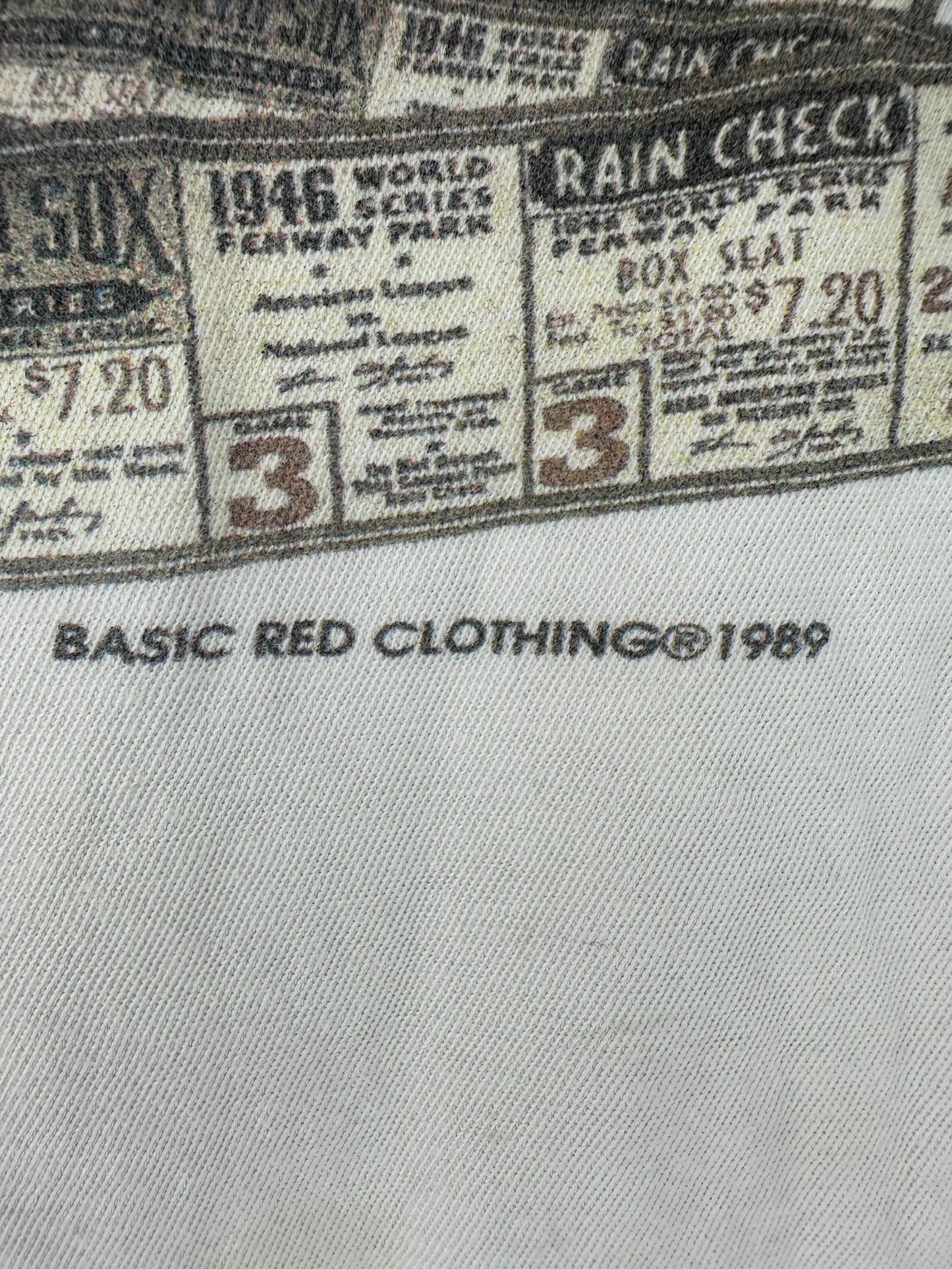 VTG x Basic Red Clothing x Boston Red Sox Fenway Park x 1945 World Champions x White Graphic Tee - XXL (Faded Tag)