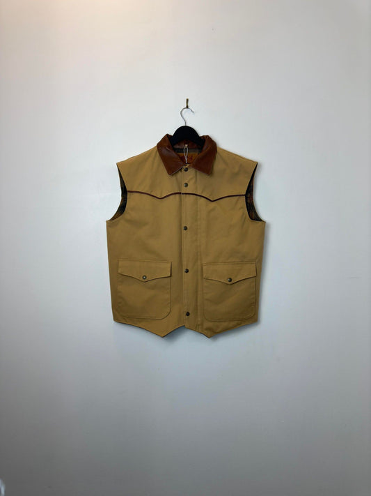 VTG x Schaefer x Leather Collar x Blanket Lined x Tan Western Outerwear Vest - L