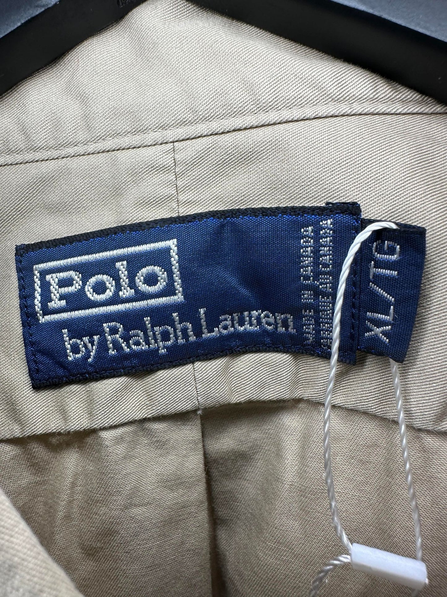 VTG x POLO x Ralph Lauren x Tan Collared Long Sleeve Button Up - XL