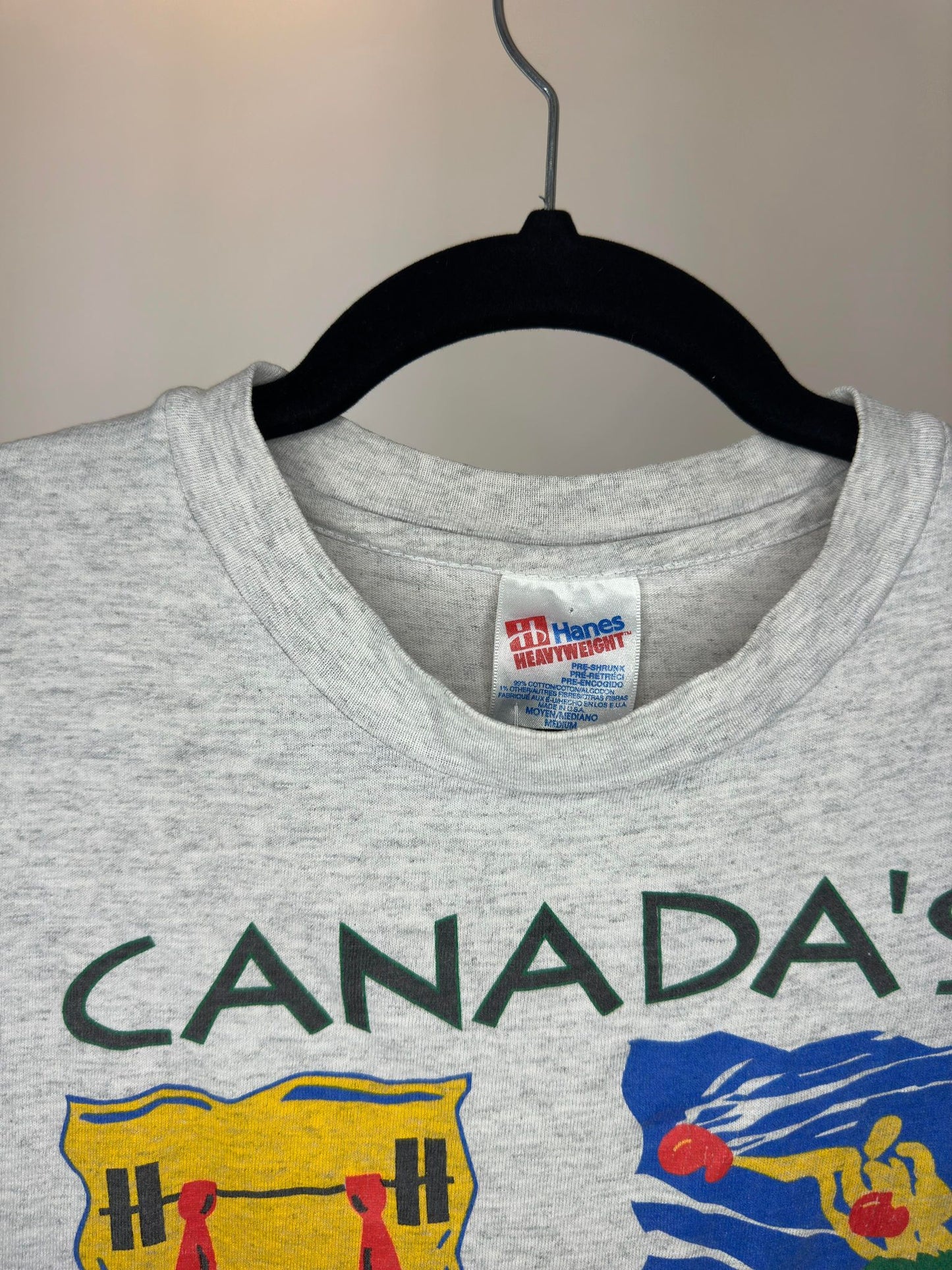 VTG x Hanes x Olympics x Canada Team x Grey Single Stitched Graphic Tee - M