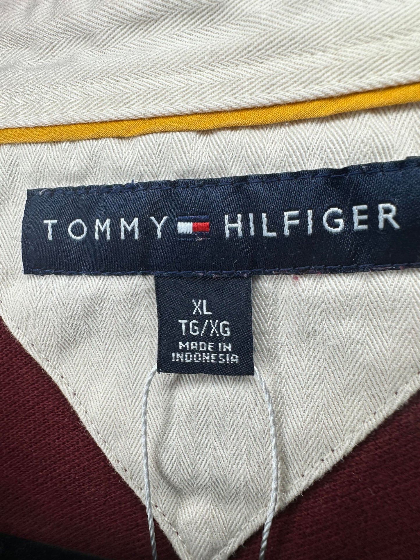 Tommy Hilfiger x Maroon Collared Long Sleeve Tee - XL