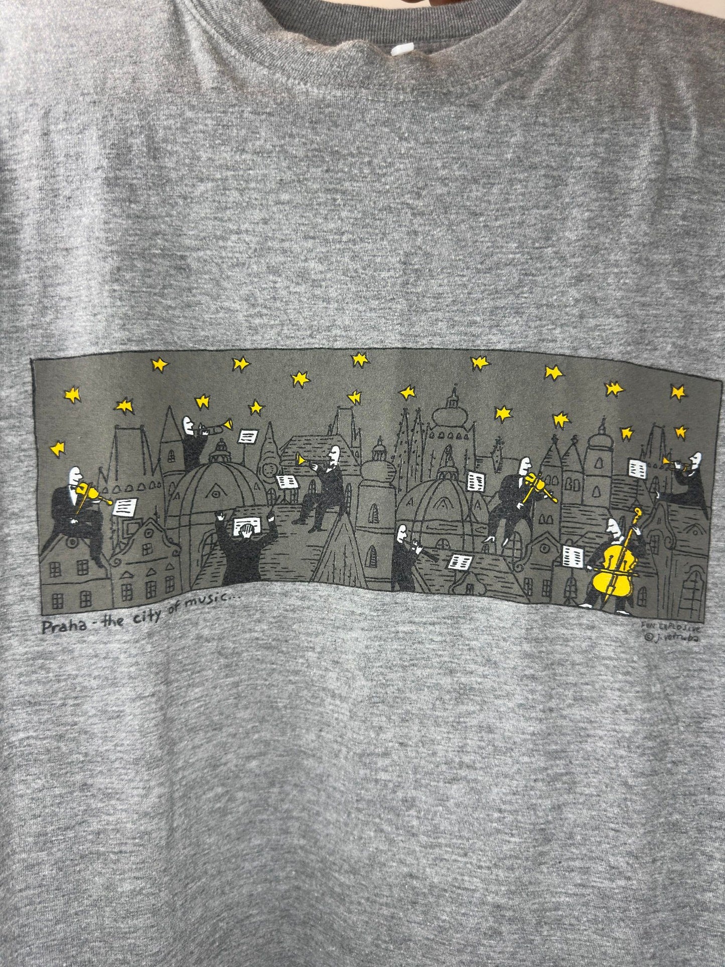 Art Praha Handmade x  Fun Explosive x City of Music x Grey Graphic Art Tee - M