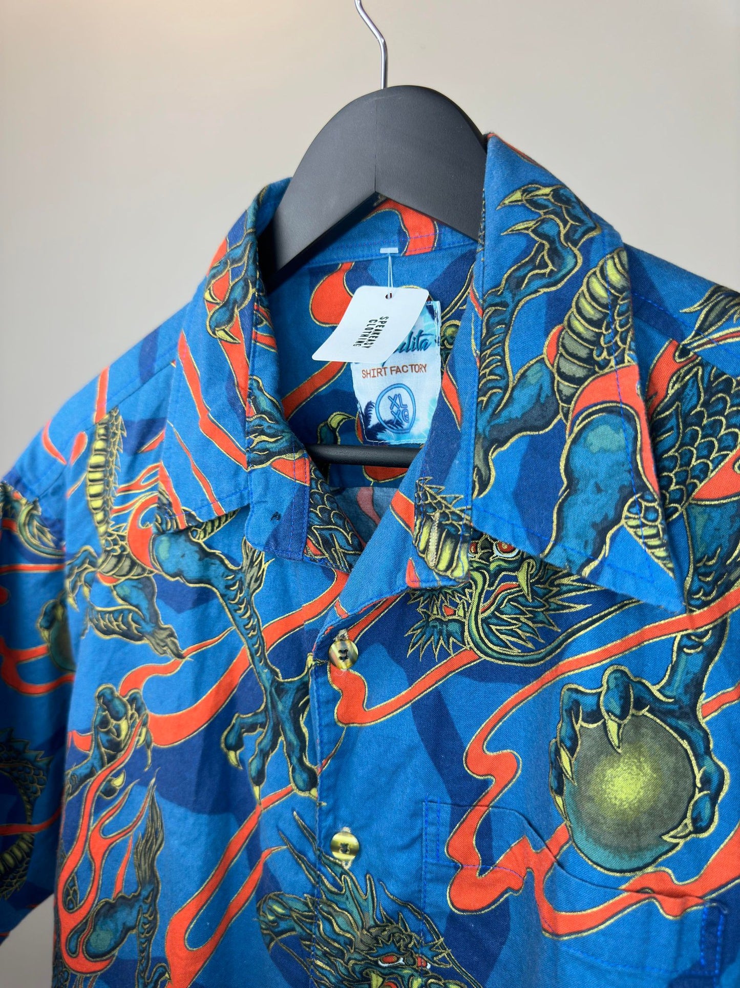 Sayulita x Flying Dragon x Blue Orange All Over Print Short Sleeve Button Up - XL