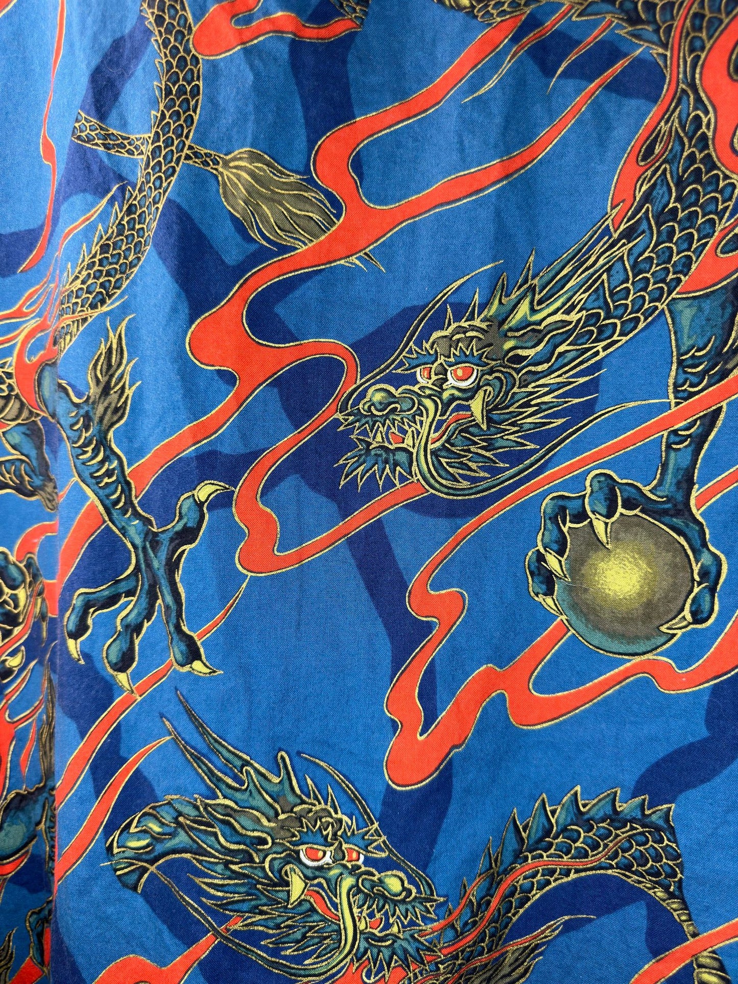 Sayulita x Flying Dragon x Blue Orange All Over Print Short Sleeve Button Up - XL