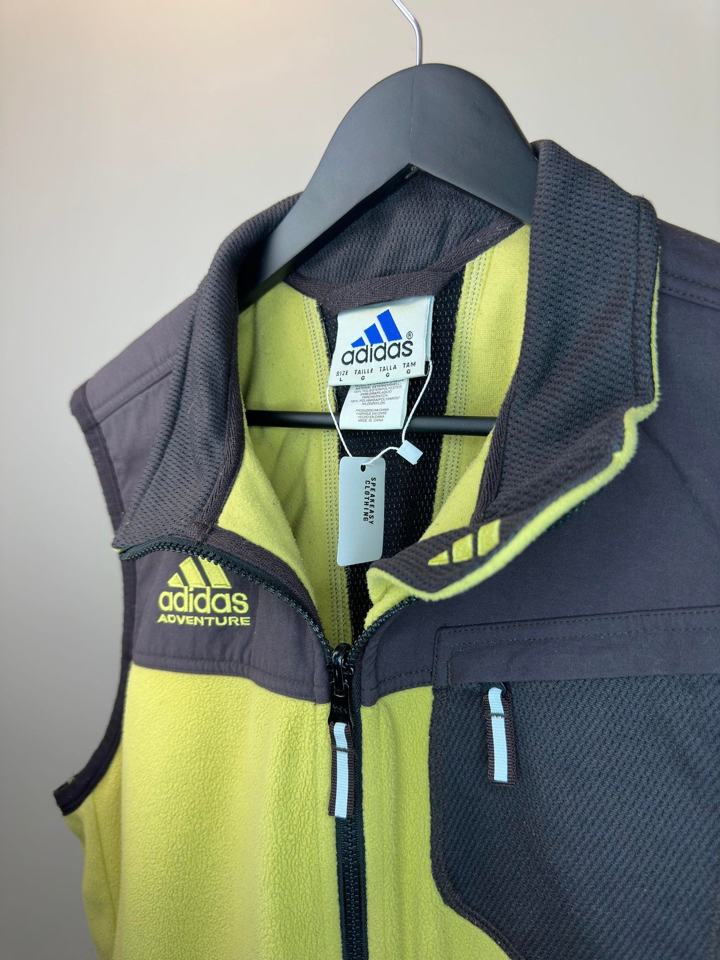 VTG x ADIDAS Adventure x Equipment x Climawarm x Neon Yellow Fleece Outerwear Vest - L