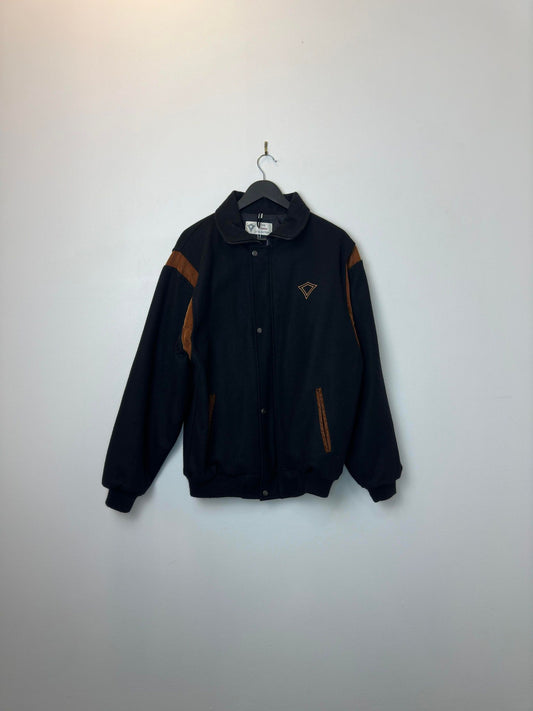 VTG x 80s x The FODEN Collection x Foden Bus x Black Brown Insulated Outerwear Wool Jacket - S/M