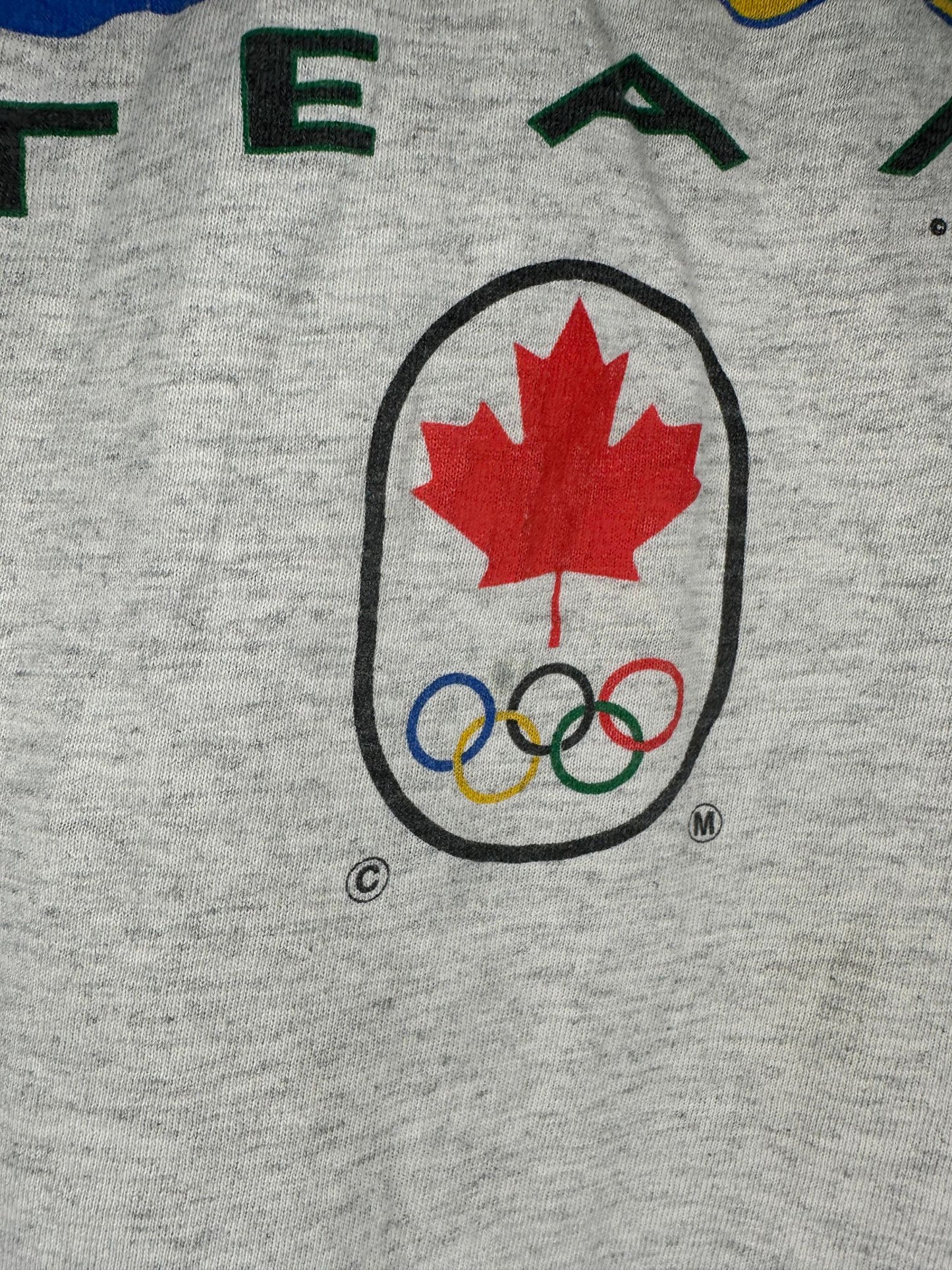 VTG x Hanes x Olympics x Canada Team x Grey Single Stitched Graphic Tee - M