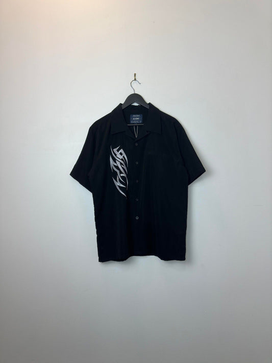 UR Clothing NYC x Black Embroidery Short Sleeve Button Up - L