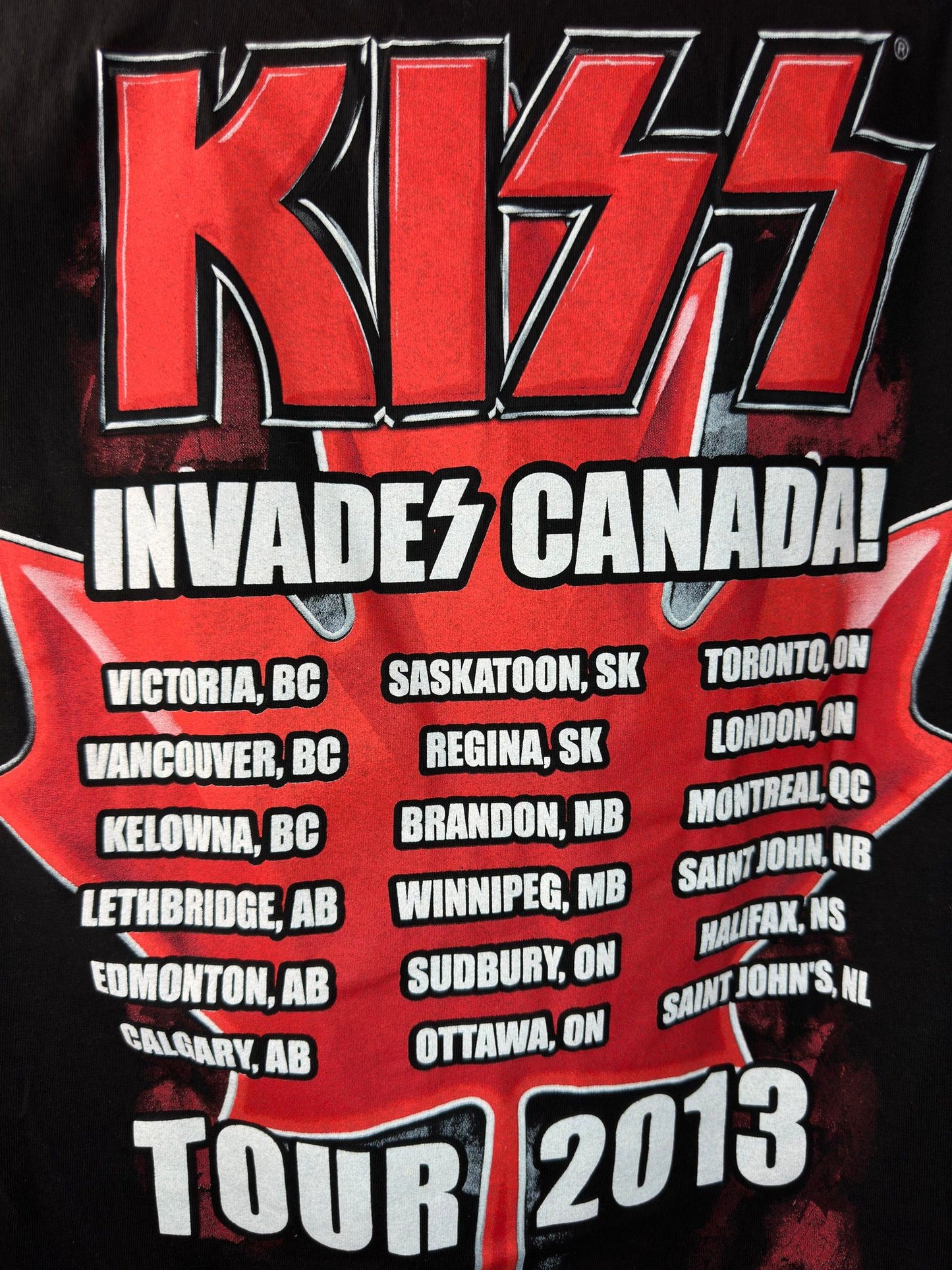 MODERN x Alstyle Apparel x KISS x 2013 Kiss Invades Canada x Black Graphic Tour Tee - L