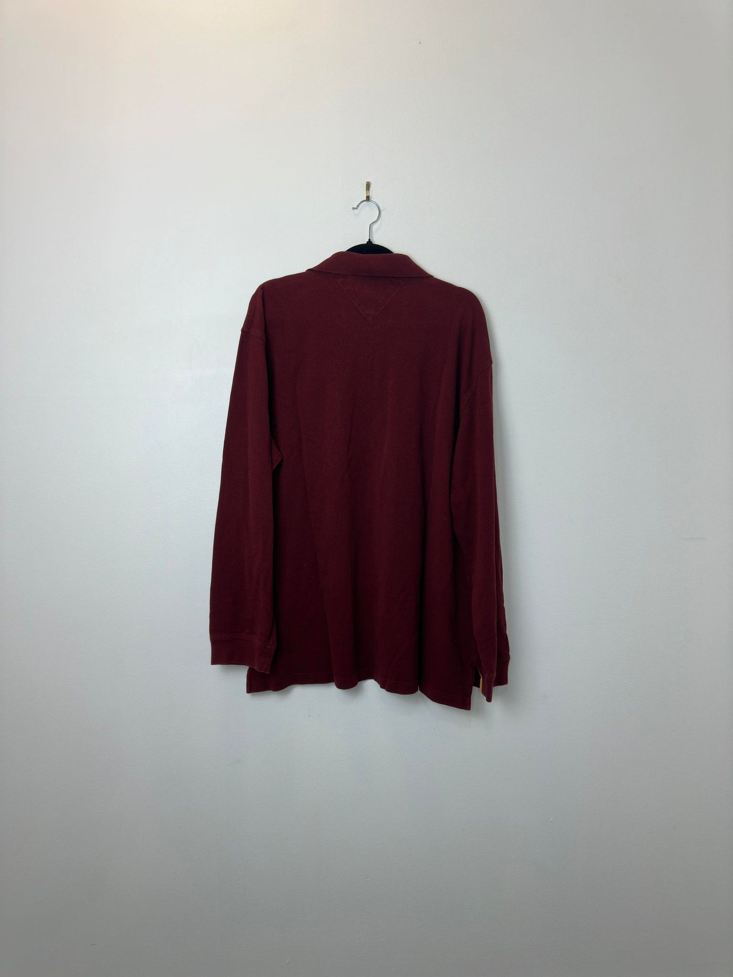 Tommy Hilfiger x Maroon Collared Long Sleeve Tee - XL