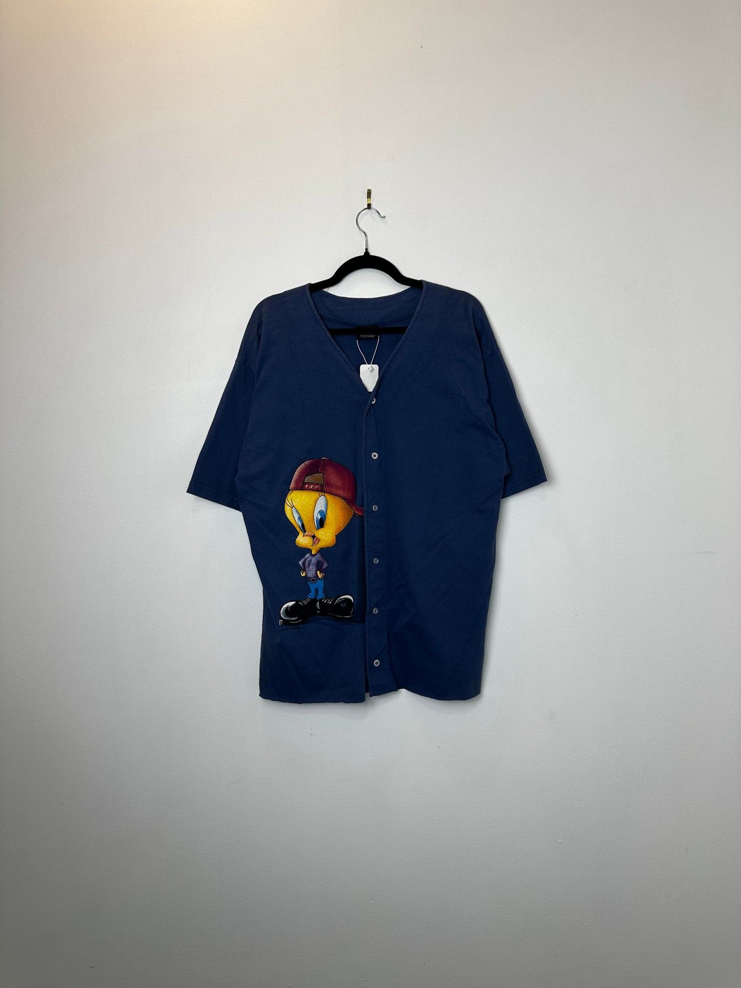 VTG x Garment Graphics x Looney Tunes x Tweety Bird x Navy Baseball Jersey - XL