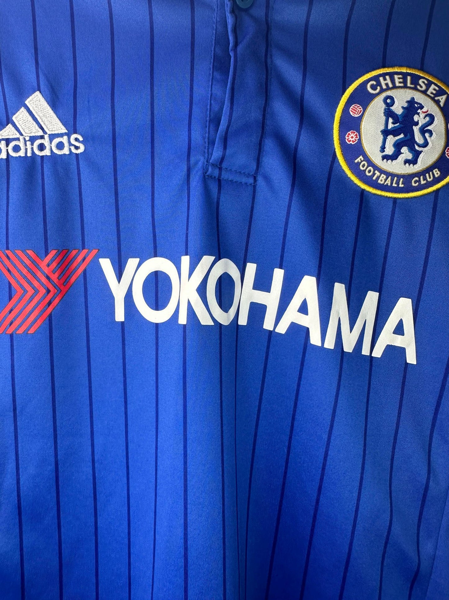 Adidas x Chelsea FC x Yokohama x Blue Stripe Soccer Button Football Kit Jersey - M (Faded Tag)