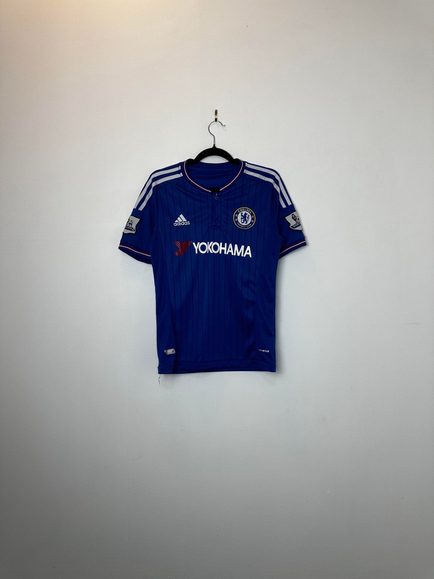 Adidas x Chelsea FC x Yokohama x Blue Stripe Soccer Button Football Kit Jersey - M (Faded Tag)