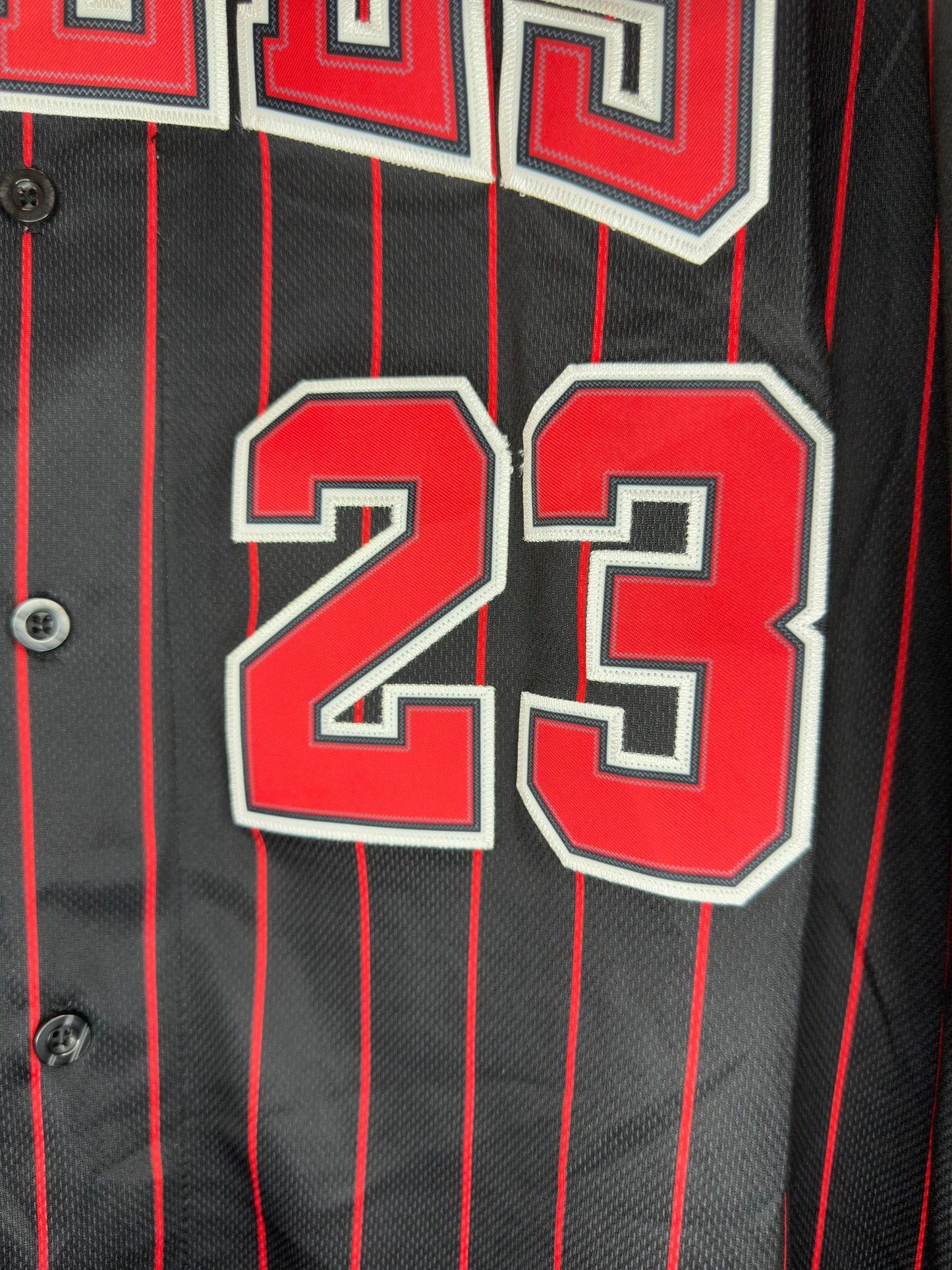 Nike x MLB x NBA x Chicago Bulls x Michael Jordan x Black Red Stripe Baseball Jersey - XL (New w/ Tag)