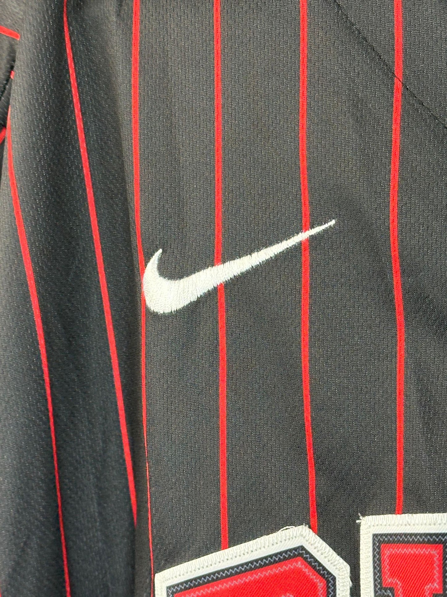 Nike x MLB x NBA x Chicago Bulls x Michael Jordan x Black Red Stripe Baseball Jersey - XL (New w/ Tag)