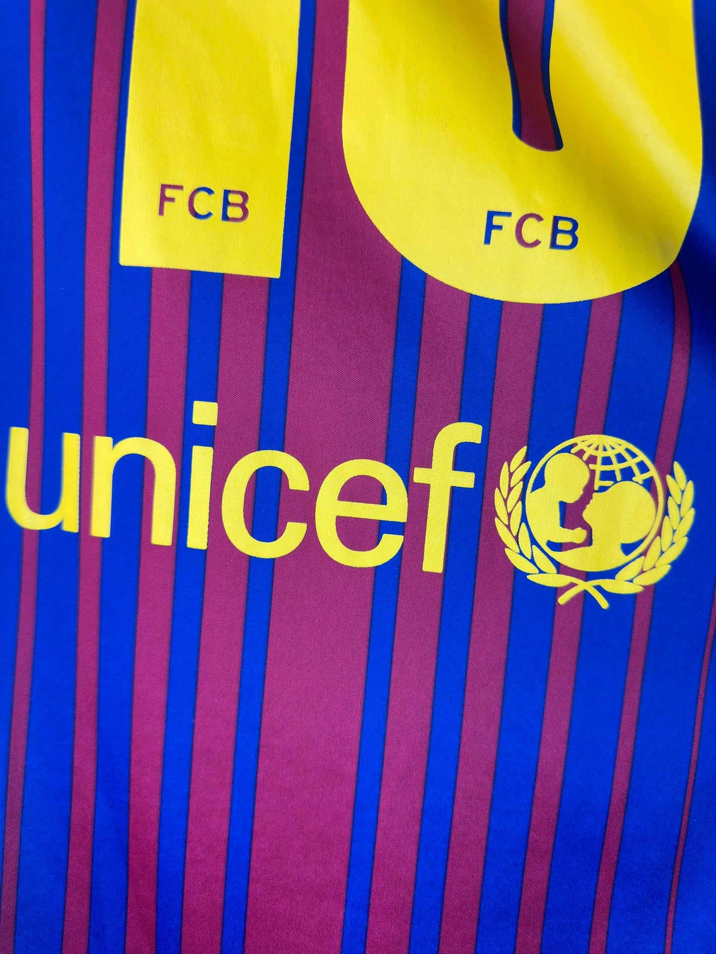 FC Barcelona x Rakuten x UNICEF x Lionel Messi x Red Blue Soccer Football Kit Jersey - XL