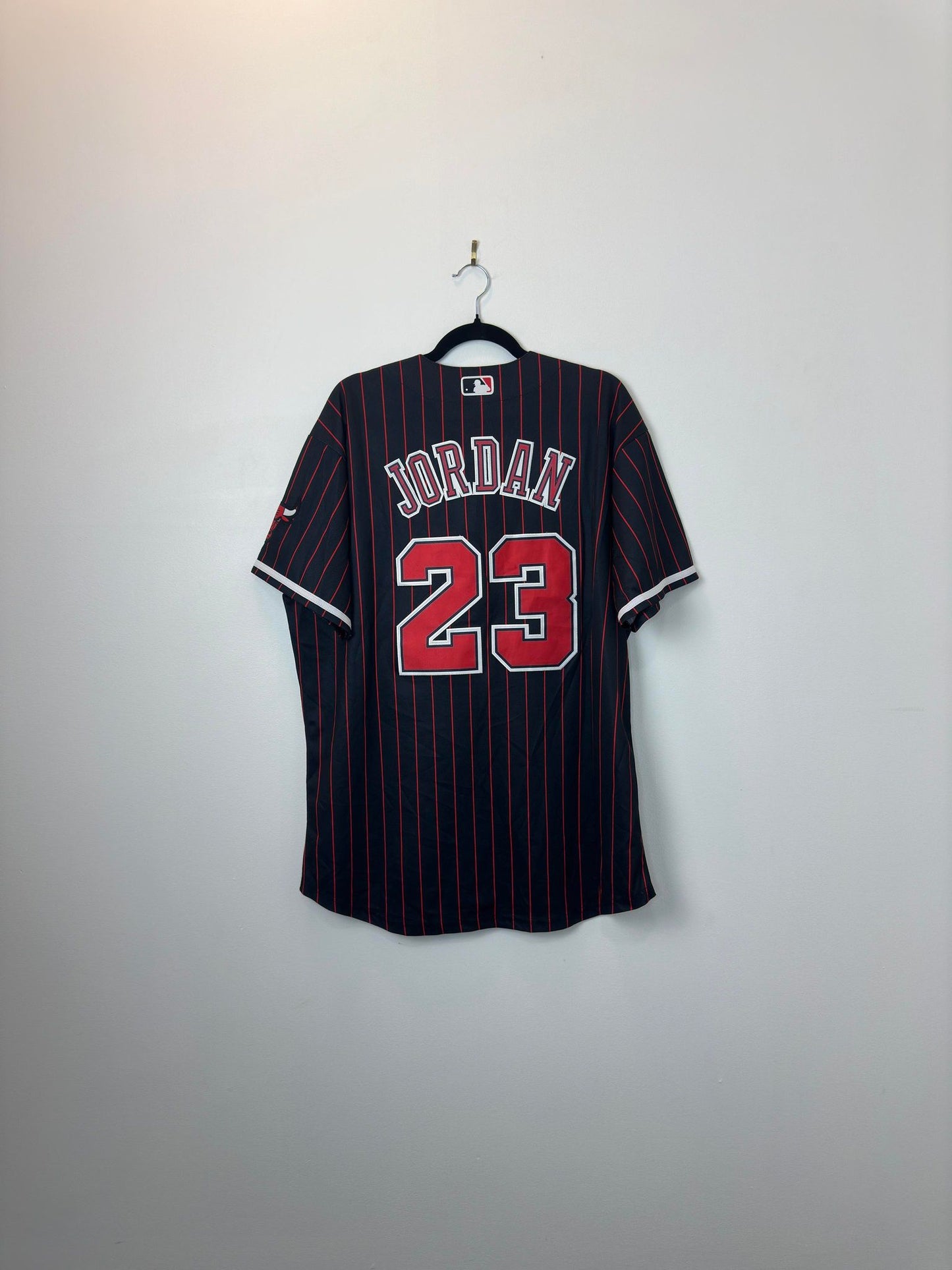 Nike x MLB x NBA x Chicago Bulls x Michael Jordan x Black Red Stripe Baseball Jersey - XL (New w/ Tag)