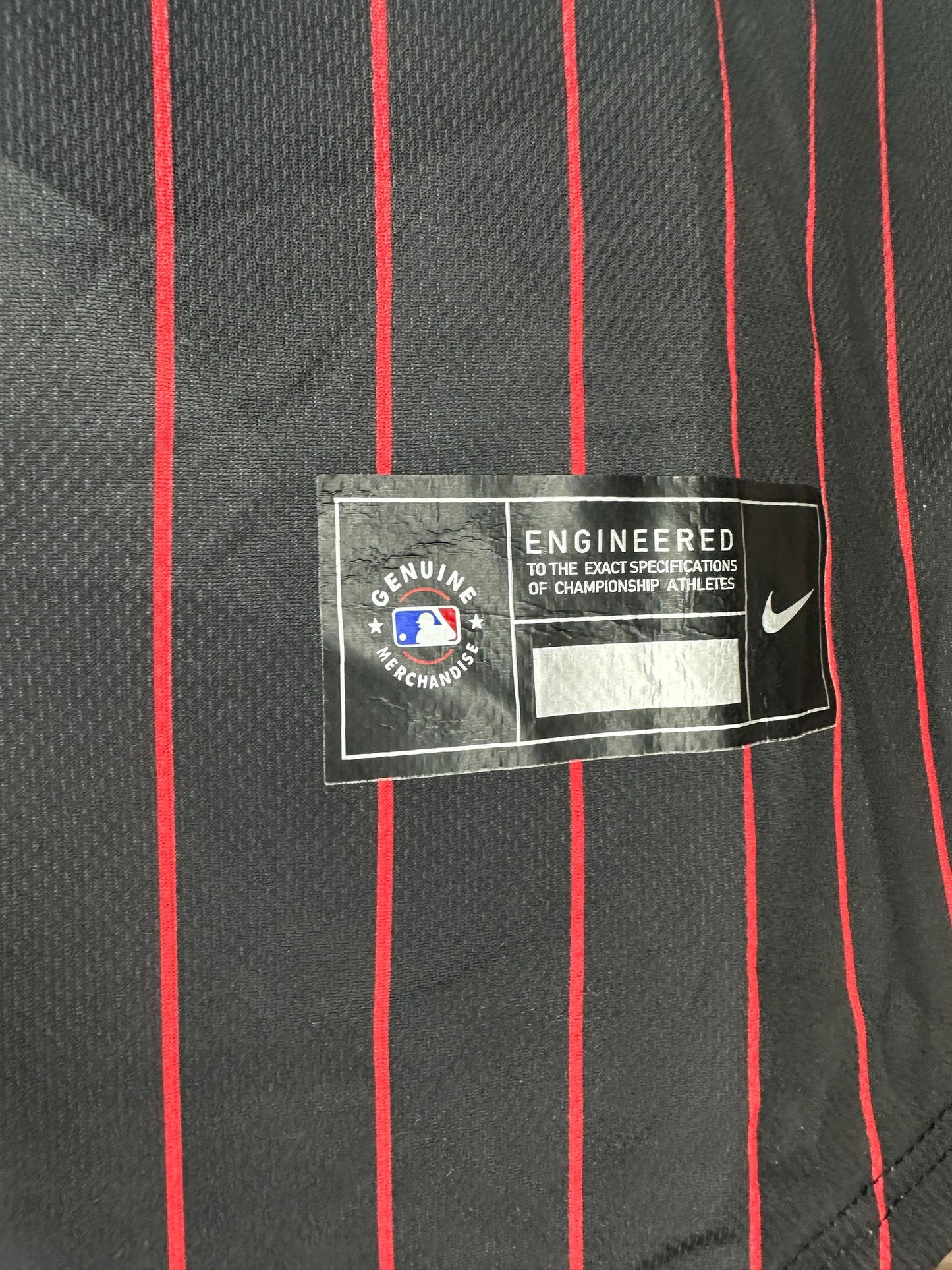 Nike x MLB x NBA x Chicago Bulls x Michael Jordan x Black Red Stripe Baseball Jersey - XL (New w/ Tag)