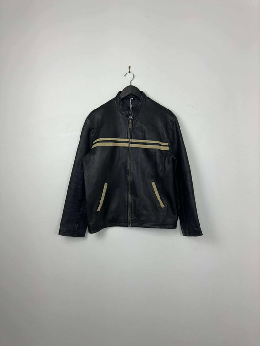 VTG x Real Leather Garments x Biker Style x Black Genuine Leather Jacket - L