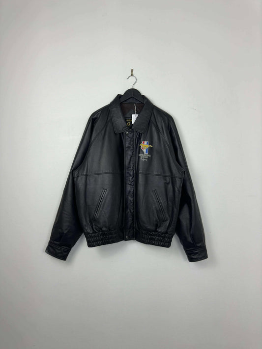 VTG x Amanati x Alberta Mustang Auto Club  x Black Genuine Leather Jacket - XL