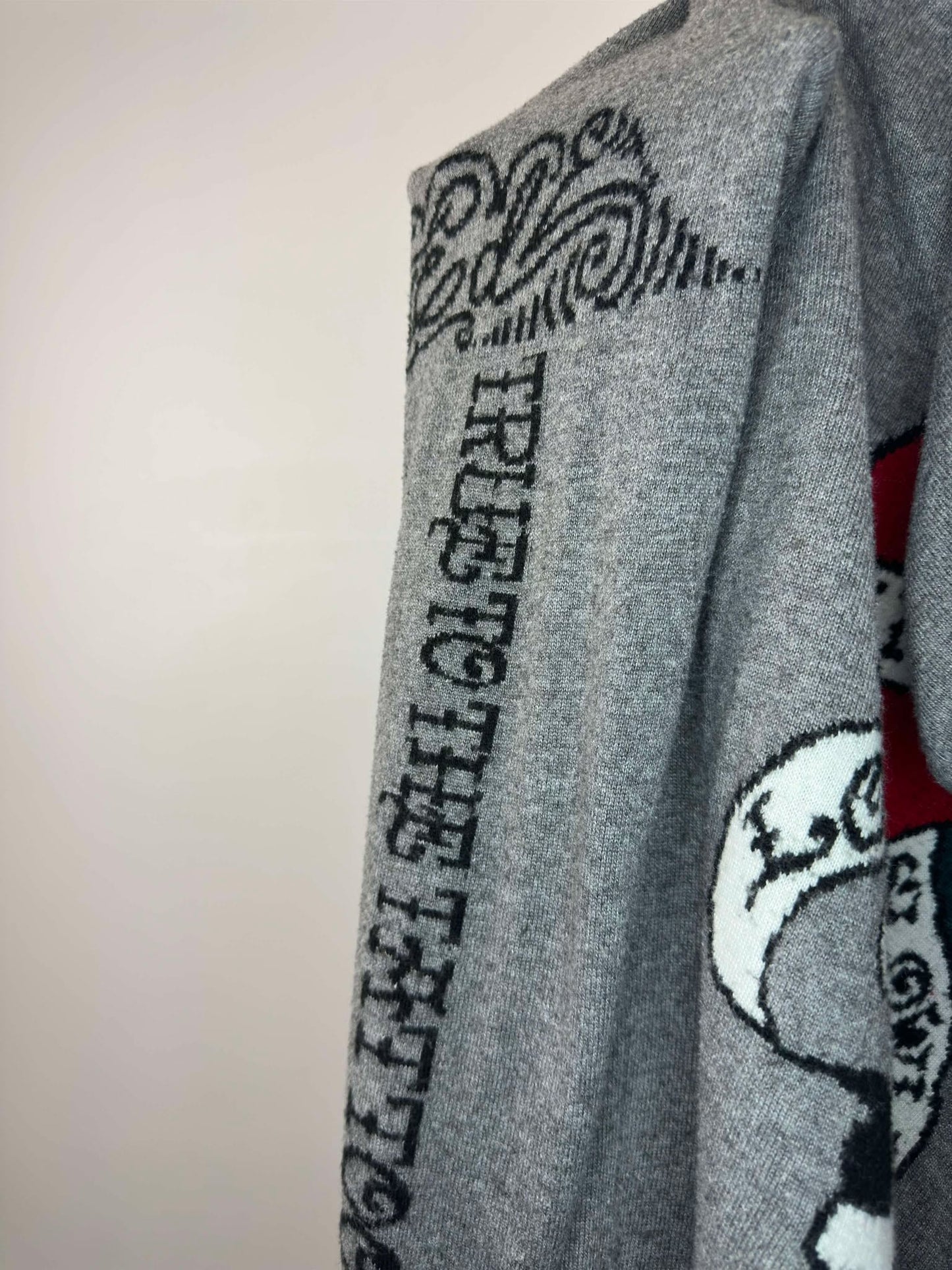 Y2K x Ed Hardy x Love Kills Slowly x Grey Hooded Zip Up Knit Sweater - Women's L