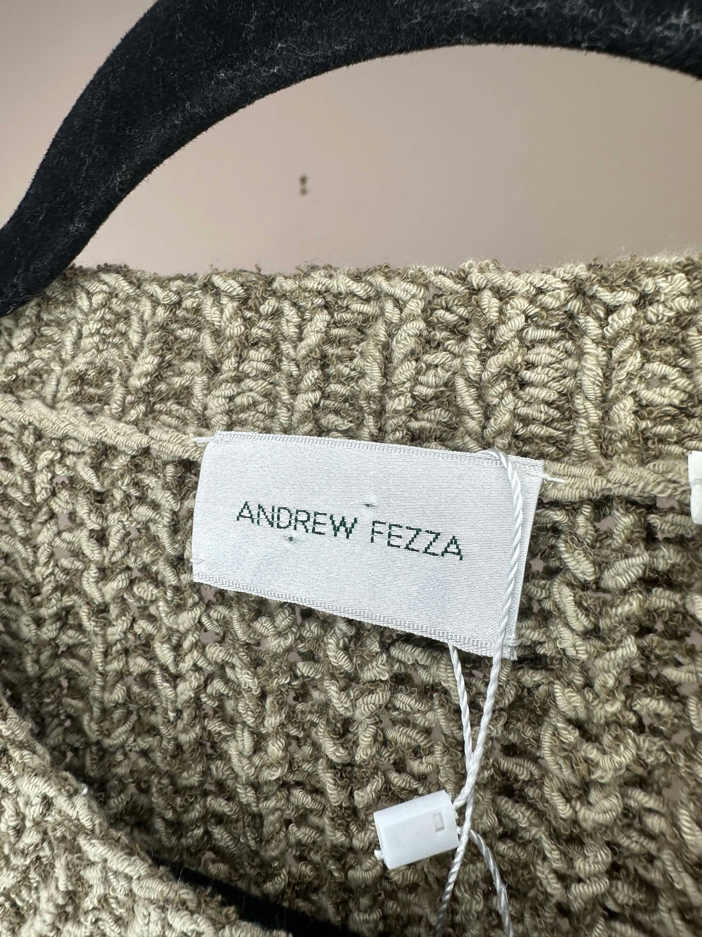 VTG x Andrew Fezza x Beige Brown Black Pattern Pullover Knit Sweater - Cut Tag (L)