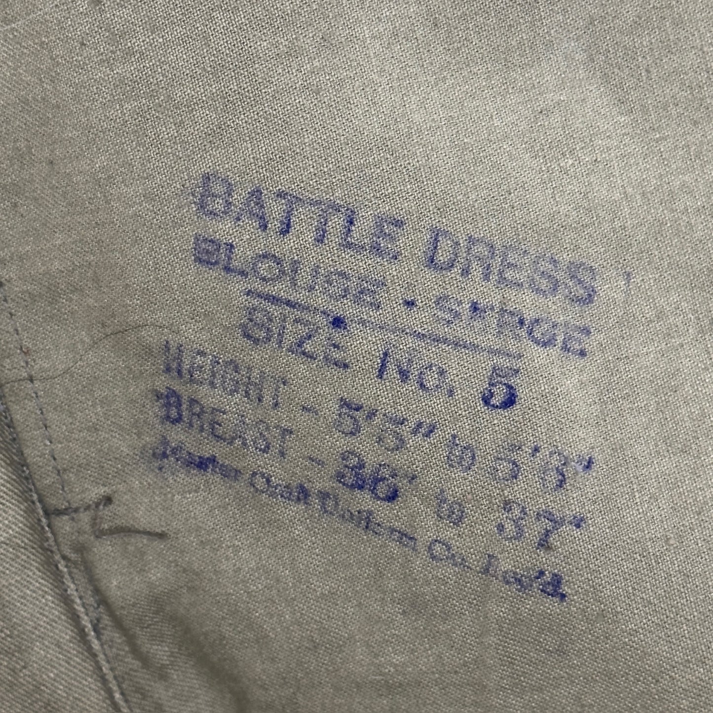 1950's Canadian Army Battle Dress Master Craft Uniform Olive Green Jacket