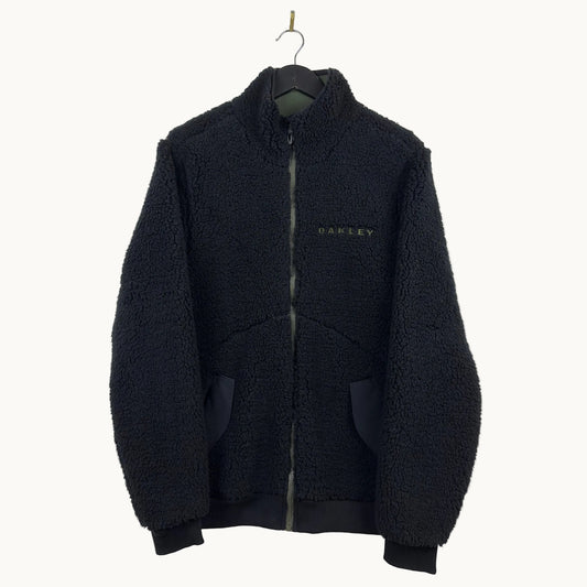 Oakley Green Lined Sherpa Fleece Full Zip Black Jacket