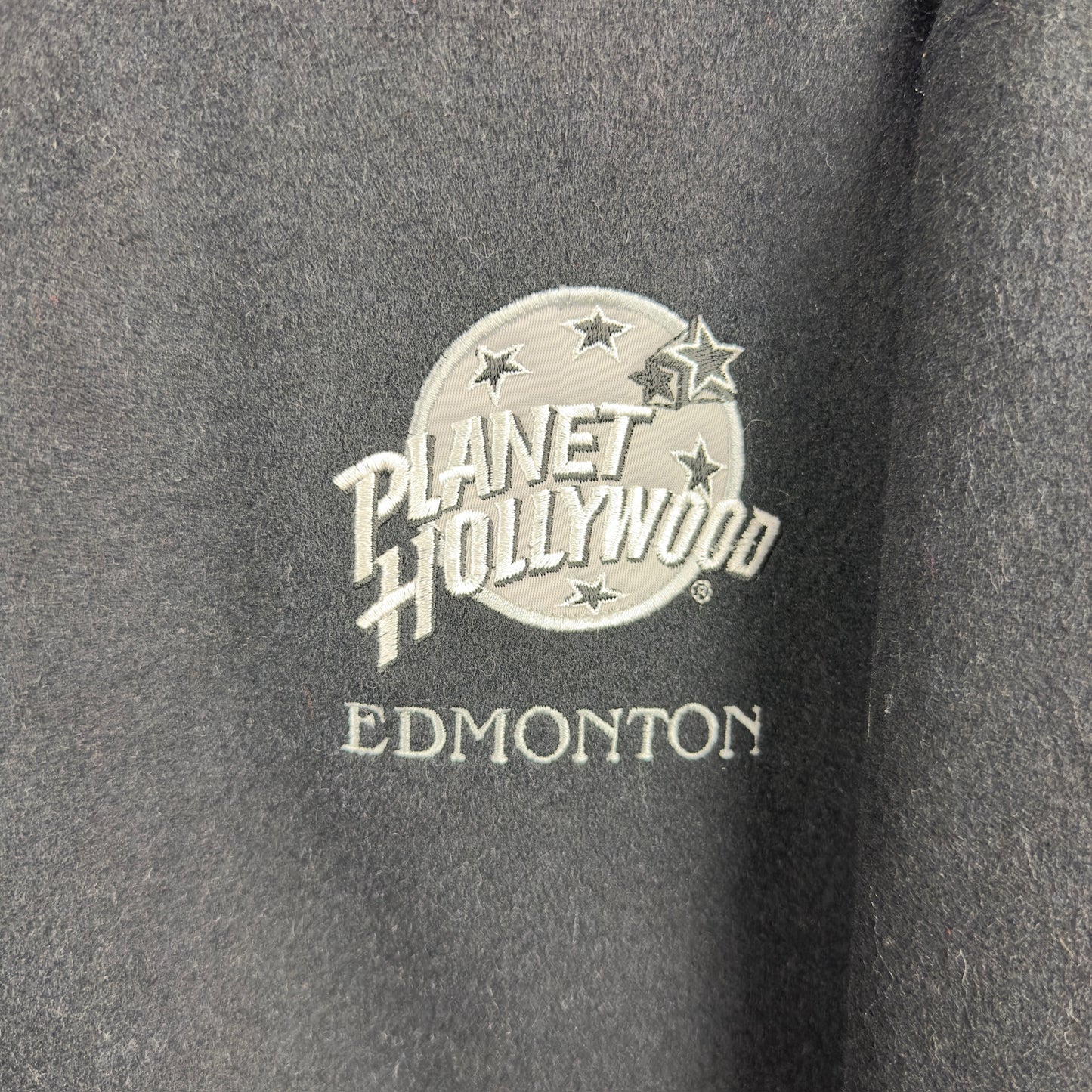 Vintage 1991 Planet Hollywood Edmonton Fleece Full Zip Black Jacket