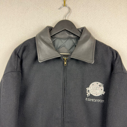 Vintage 1991 Planet Hollywood Edmonton Fleece Full Zip Black Jacket