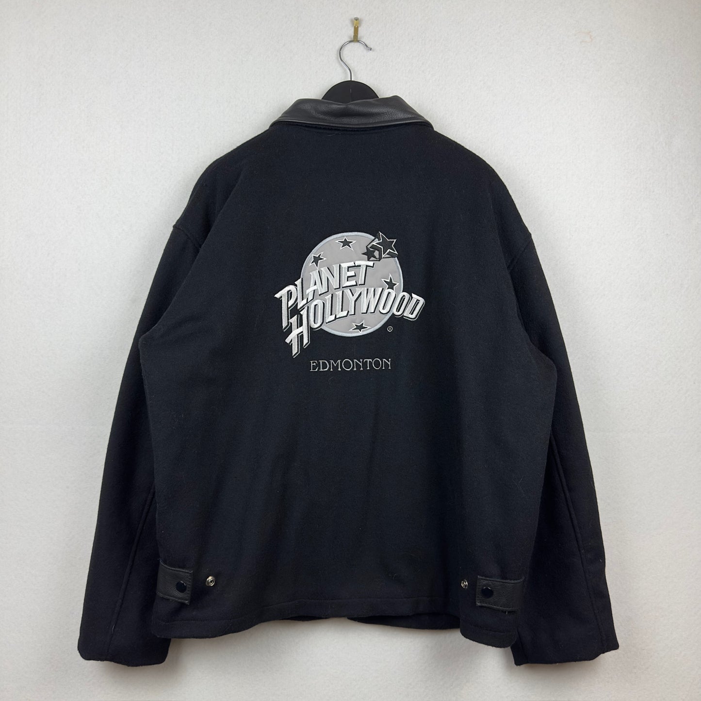 Vintage 1991 Planet Hollywood Edmonton Fleece Full Zip Black Jacket