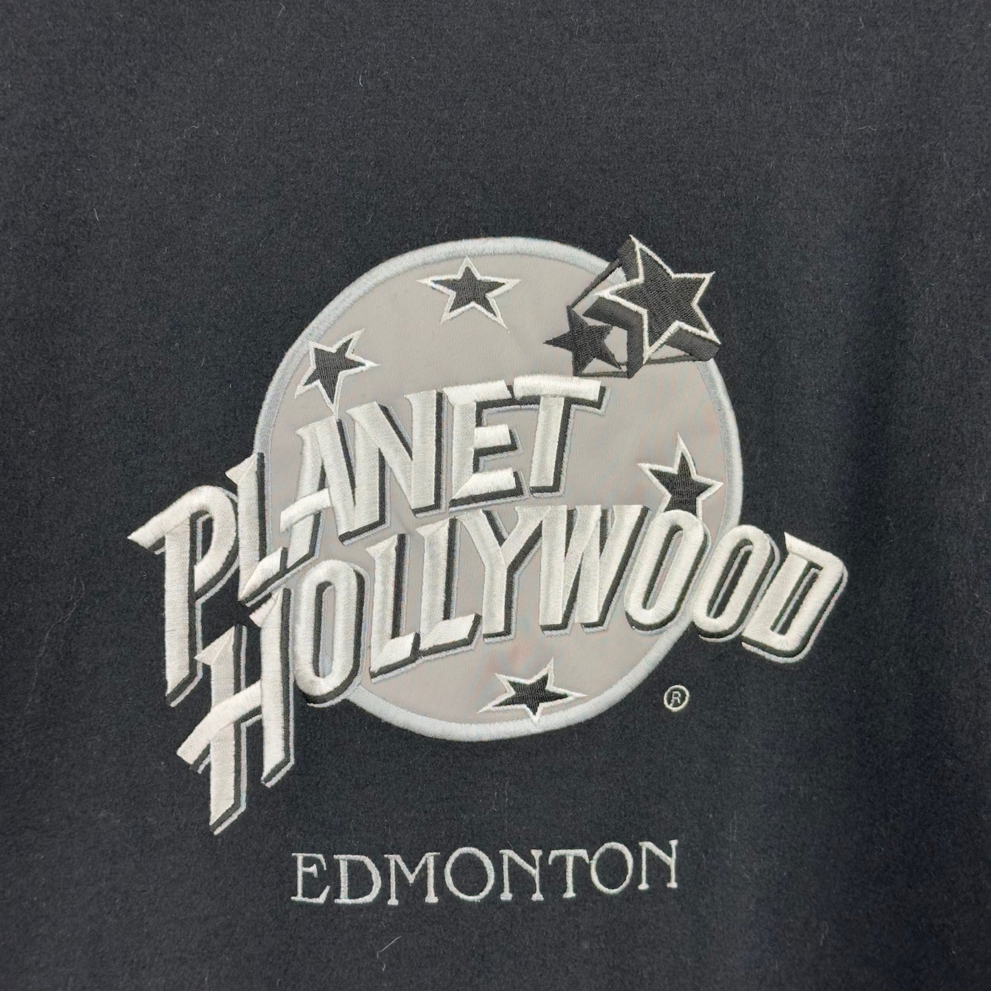 Vintage 1991 Planet Hollywood Edmonton Fleece Full Zip Black Jacket