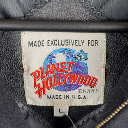 Vintage 1991 Planet Hollywood Edmonton Fleece Full Zip Black Jacket