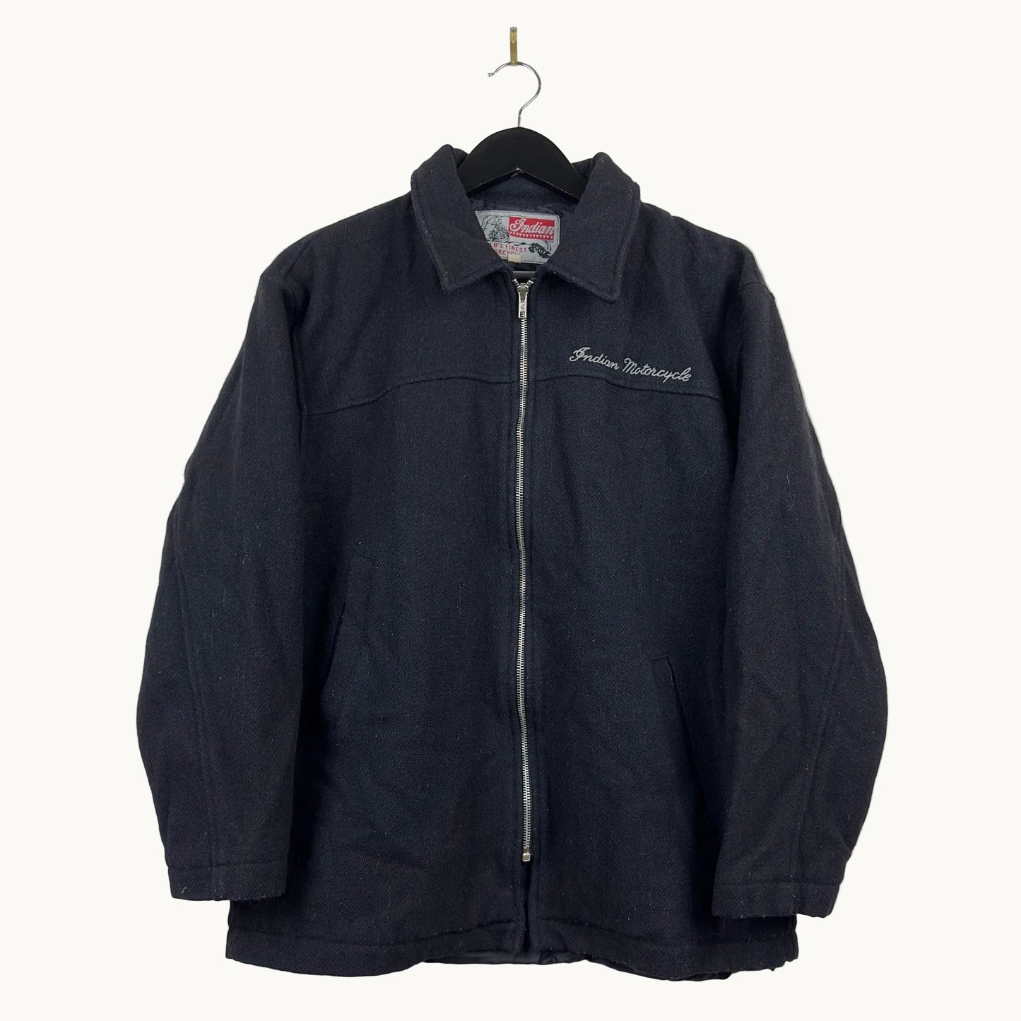 Vintage Indian Motorcycle Black Wool Light Jacket