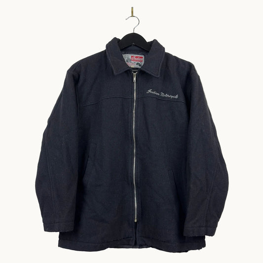 Vintage Indian Motorcycle Black Wool Light Jacket
