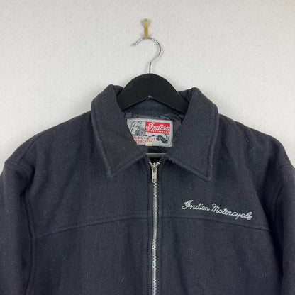 Vintage Indian Motorcycle Black Wool Light Jacket