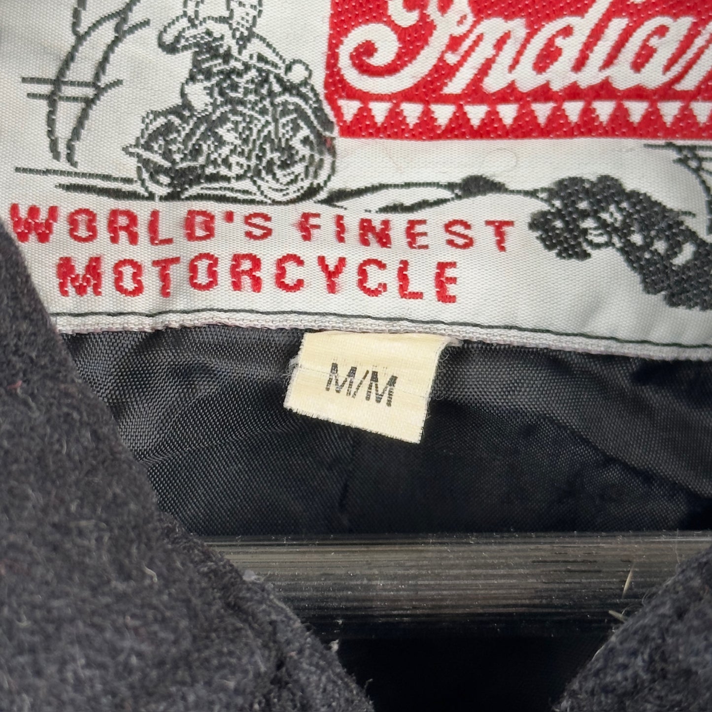 Vintage Indian Motorcycle Black Wool Light Jacket
