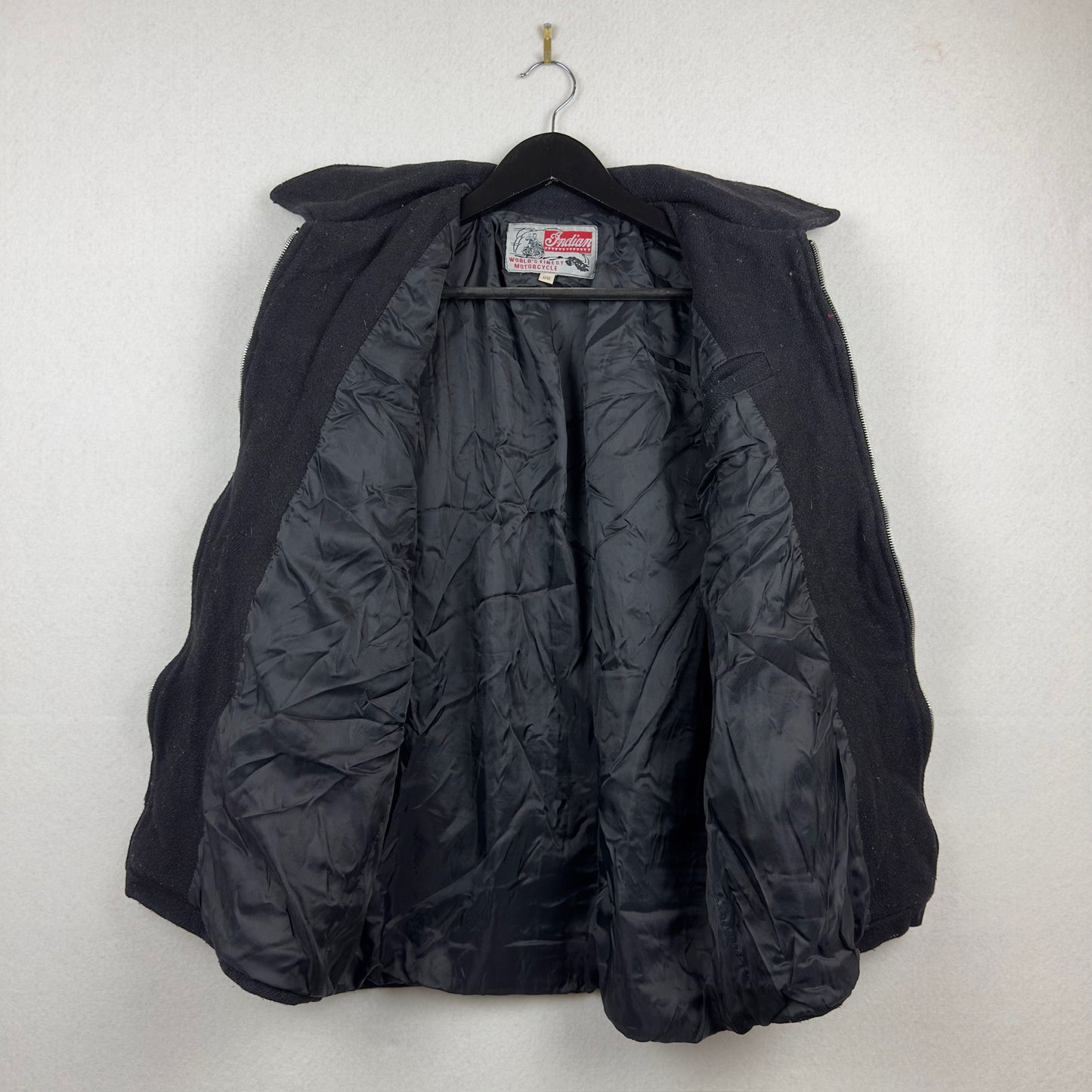 Vintage Indian Motorcycle Black Wool Light Jacket