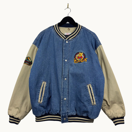 Vintage Disney Store Winnie the Pooh Denim Varsity Jacket