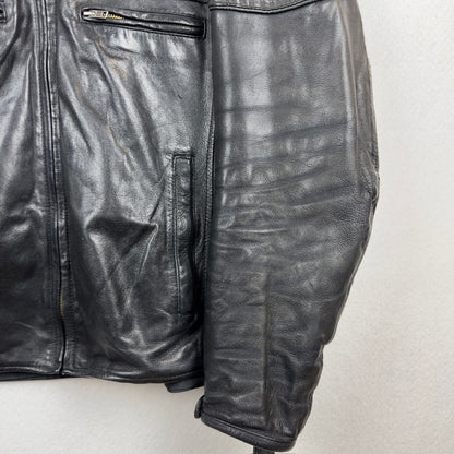 Open Road Skull Wrap Around Pattern Genuine Leather Biker Jacket