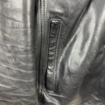 Open Road Skull Wrap Around Pattern Genuine Leather Biker Jacket