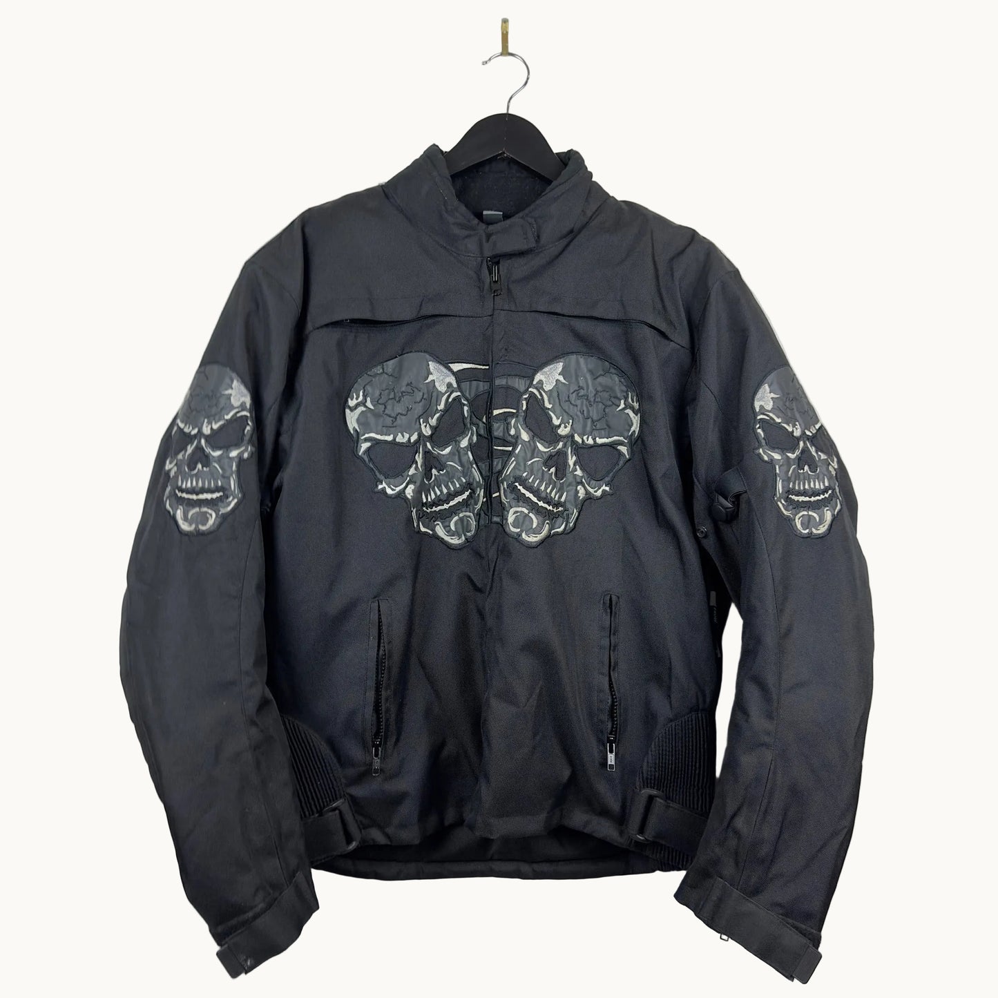 Vintage Skull Embroidered Biker Style Jacket