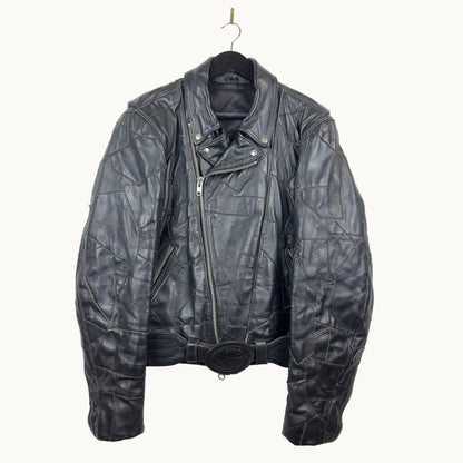 Vintage Eagle Suede Patchwork Genuine Leather Biker Jacket