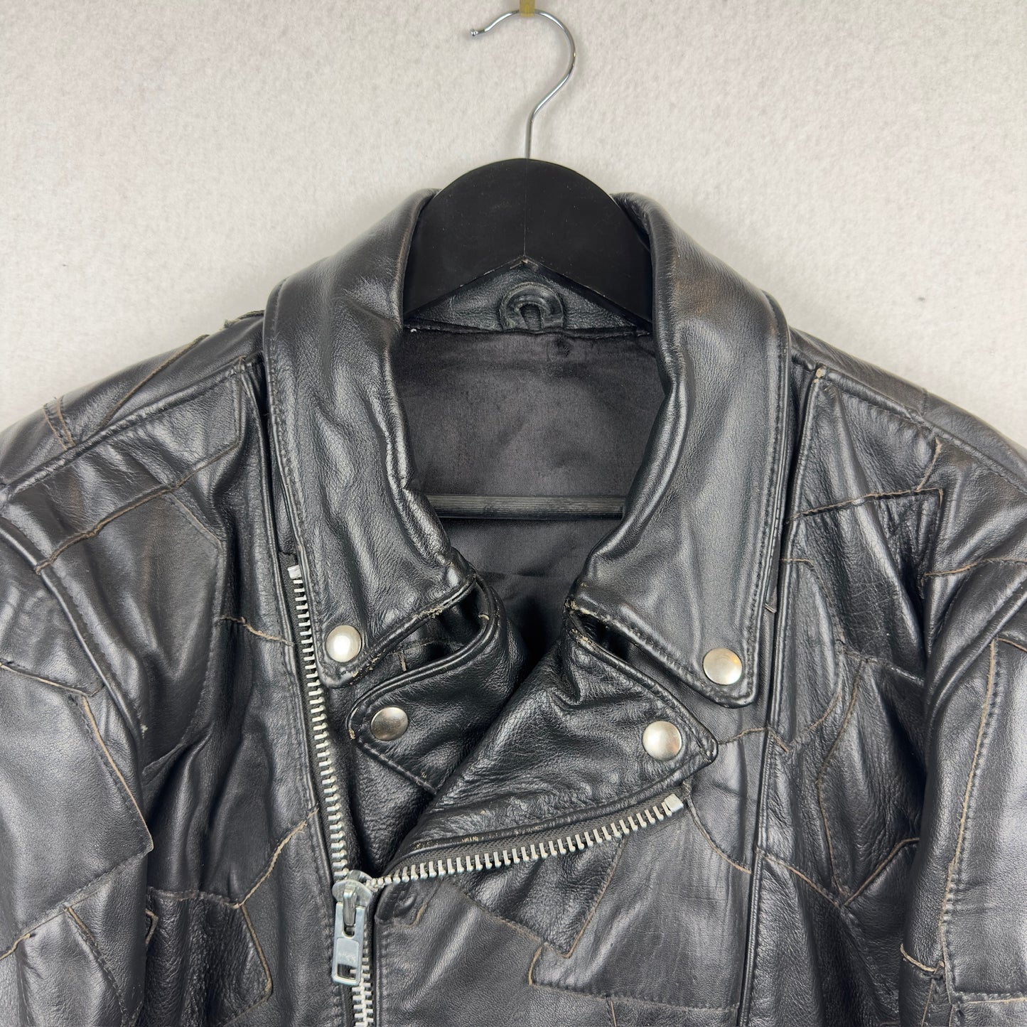 Vintage Eagle Suede Patchwork Genuine Leather Biker Jacket