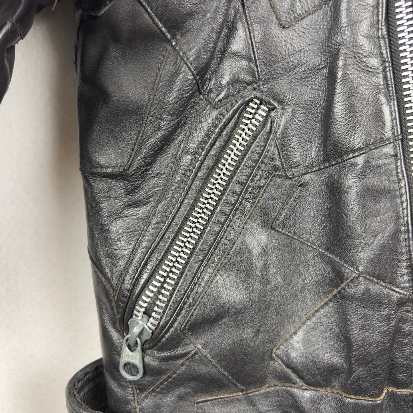 Vintage Eagle Suede Patchwork Genuine Leather Biker Jacket