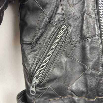Vintage Eagle Suede Patchwork Genuine Leather Biker Jacket