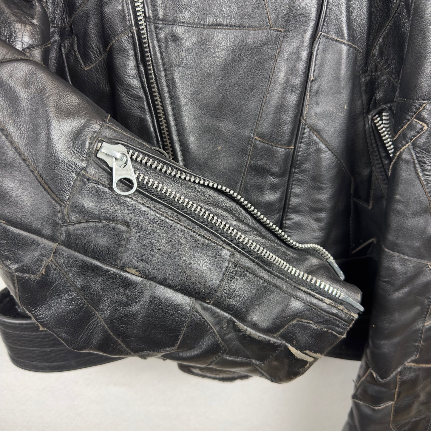 Vintage Eagle Suede Patchwork Genuine Leather Biker Jacket