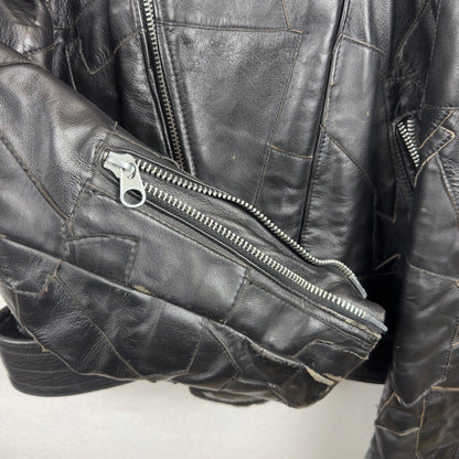 Vintage Eagle Suede Patchwork Genuine Leather Biker Jacket