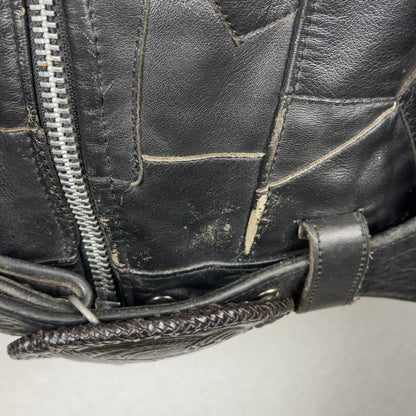 Vintage Eagle Suede Patchwork Genuine Leather Biker Jacket